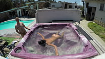 Skinny Woman With Amazing Body Sitting Naked in Hot Tub